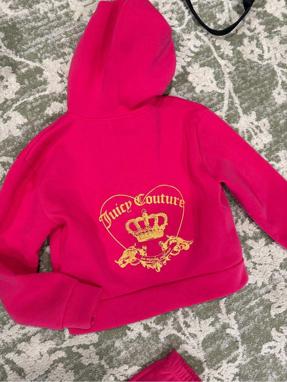 Juicy Couture Hot Pink Hoodie and sweatpants with Gold Crest